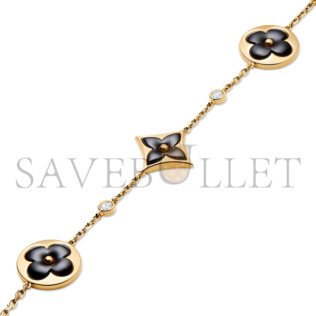 LOUIS VUITTON COLOR BLOSSOM BB MULTI-MOTIF YELLOW GOLD, ONYX AND DIAMOND BRACELET Q05024